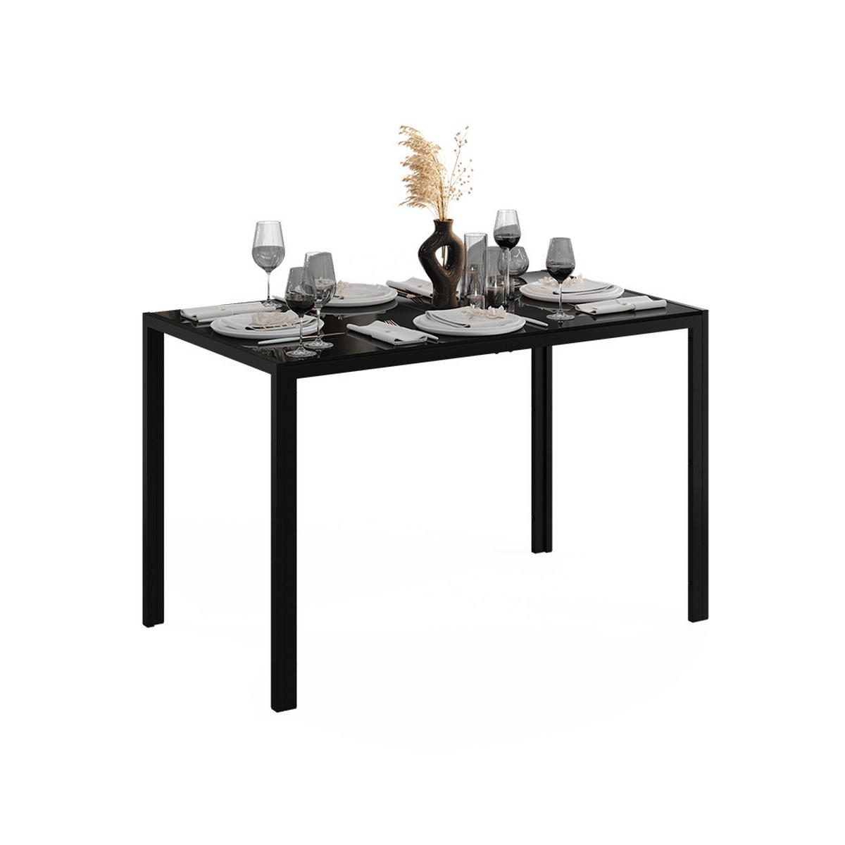 ESSTISCH Grand, Schwarz/Schwarz, 120 x 70 cm - Schwarz, Glas (70/120/74.5cm) - Vicco