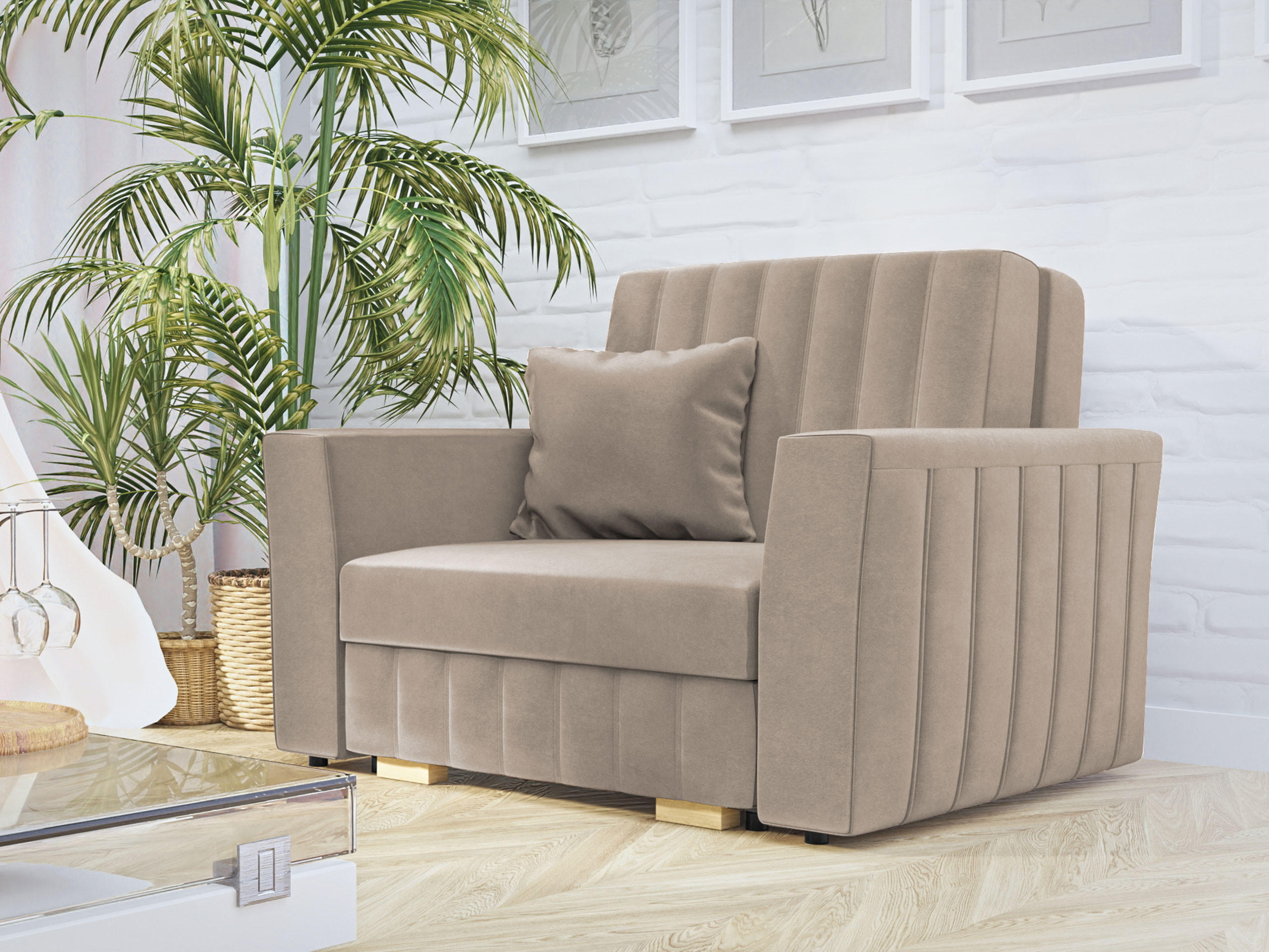 SCHLAFSOFA Viva Glam I - Naturfarben, Holz/Kunststoff (115/85/98cm) - MIRJAN24