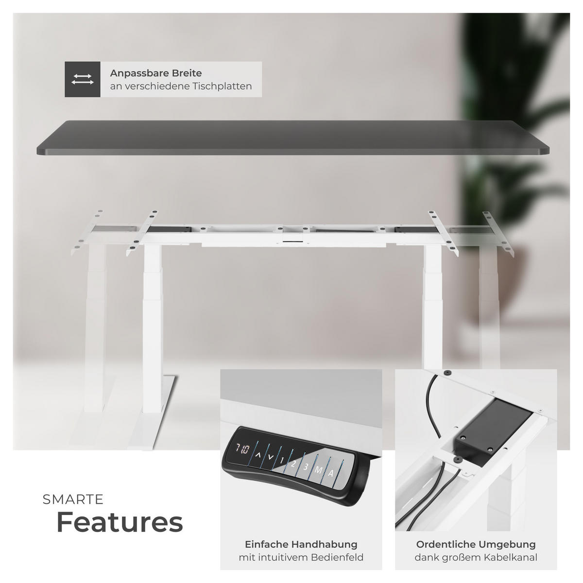 TISCHGESTELL Denis,110 - 190 x 68 x 58 - 123 cm,weiß - Weiß, Metall (190/68/123cm) - tectake