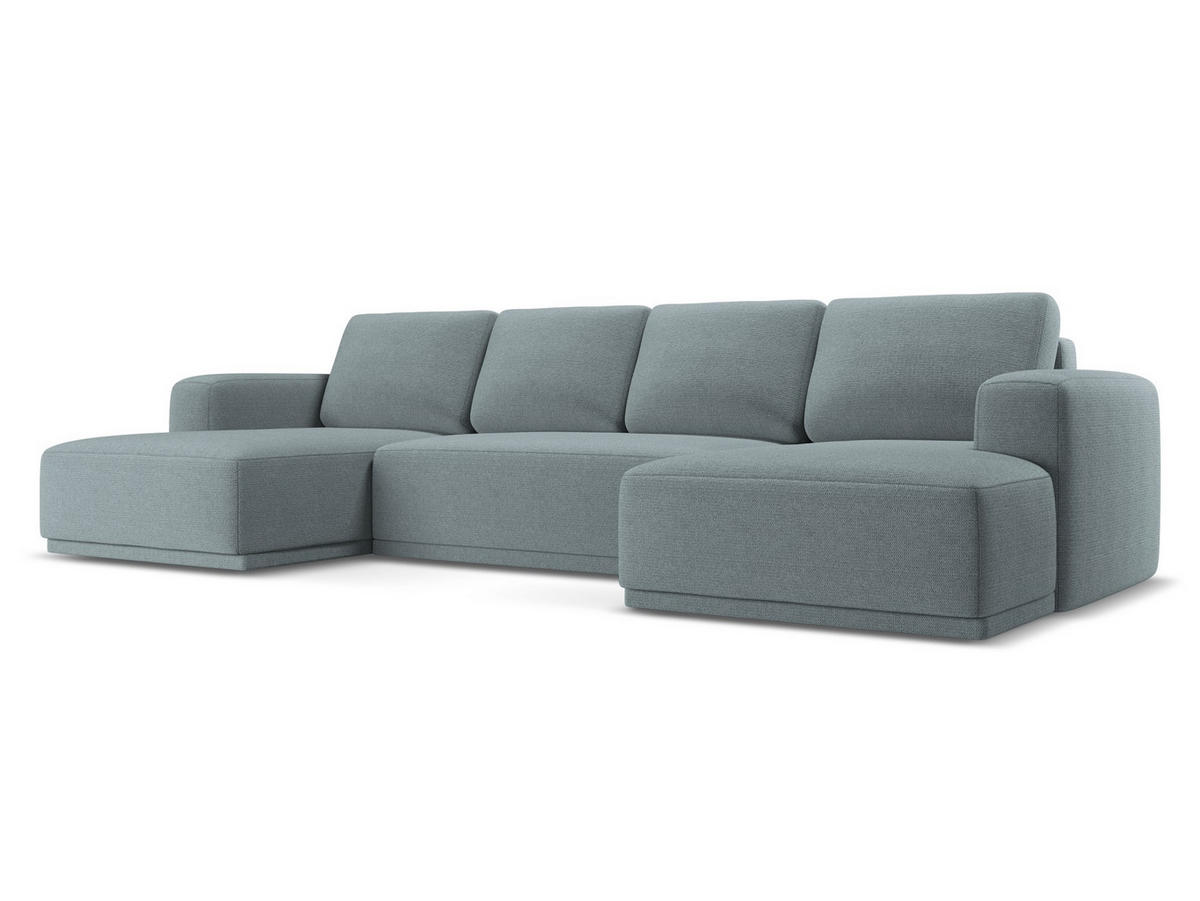 WOHNLANDSCHAFT Chenille Stoff Blau - Blau/Blaugrau, Kunststoff/Textil (333/91/160cm) - Makamii