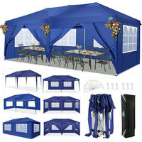 FALTPAVILLON 3 x 6 m wasserdicht mit 6 Seitenwänden Navy Blau - Blau, Textil (300/275/600cm)