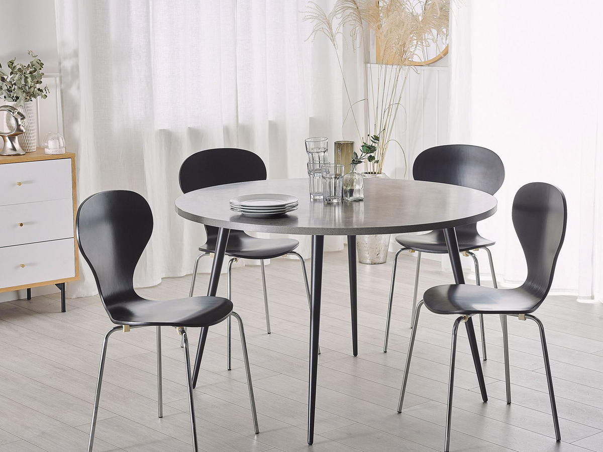 ESSTISCH 120/120/76 cm Hellgrau Rund Odeon - Grau, Holzwerkstoff (120/120/76cm) - Beliani