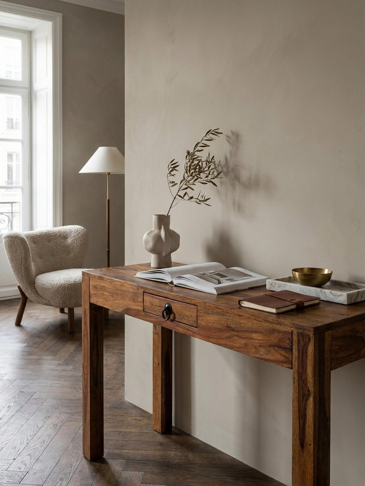 SCHREIBTISCH – Massivholz, 118x40x76 cm, dunkelbraun, kompakt, handgefertigt - Dunkelbraun/Braun, Holz/Metall (40/118/76cm) - KADIMA DESIGN