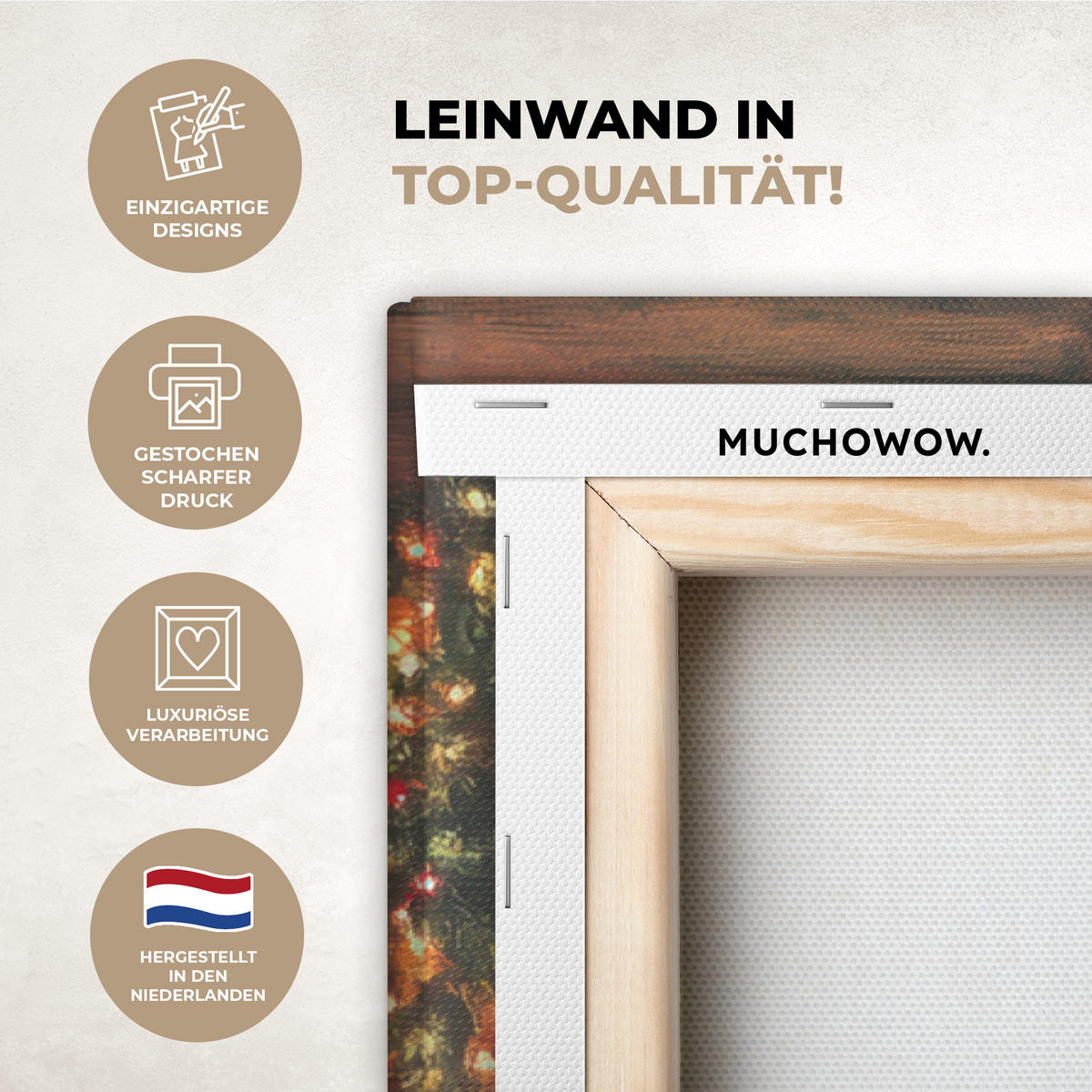 LEINWANDBILD Winter - Weihnachten - Zuhause - Kamin 90x140 cm - Bernsteinfarben, Textil (90/140cm) - MuchoWow