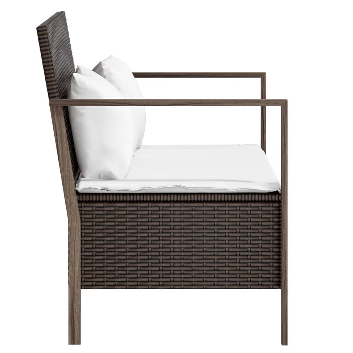 GARTENBANK 2-Sitzer mit Kissen Braun Poly Rattan - Braun, Holz (112/82.5/59cm) - furnicato