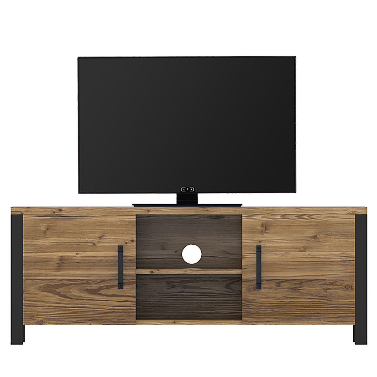 TV-LOWBOARD - Fichtefarben/Schwarz, Holzwerkstoff/Kunststoff (147/57/43cm) - home24