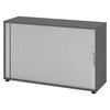 ROLLLADENSCHRANK - 2 Ordnerhöhen 40/120/74,8 cm in Graphitfarben/Silberfarben Chromgriff (Metall) - Silberfarben/Graphitfarben, Holzwerkstoff (120/74.8/40cm) - bümö