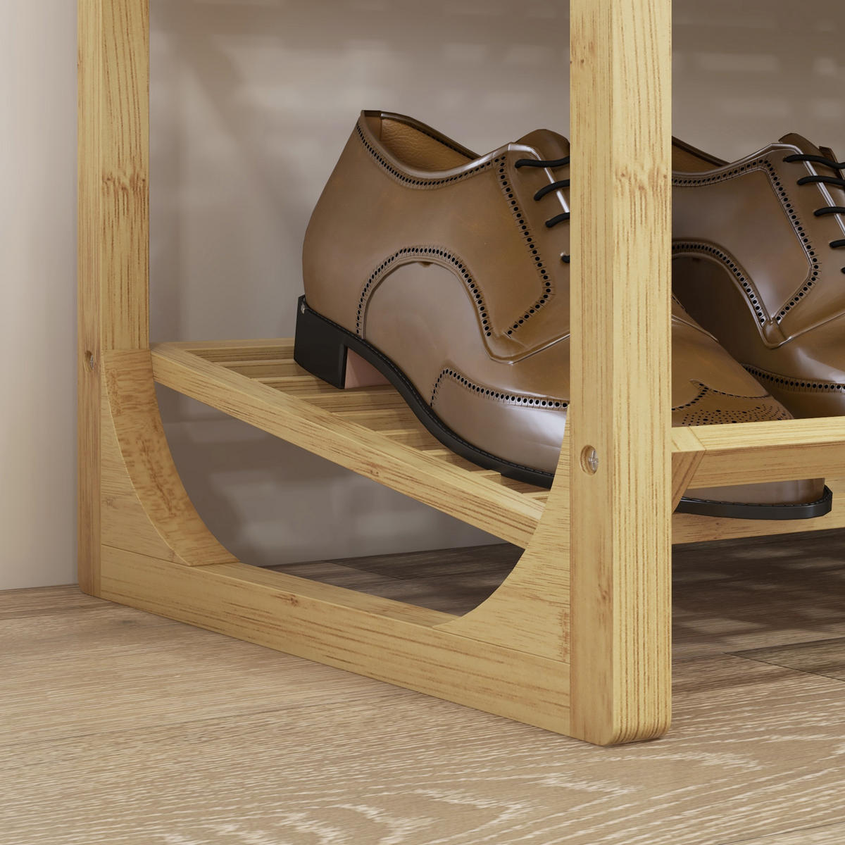 SCHUHREGAL mit 4 Ebenen - Naturfarben, Holz (33/67/76cm) - HOMCOM