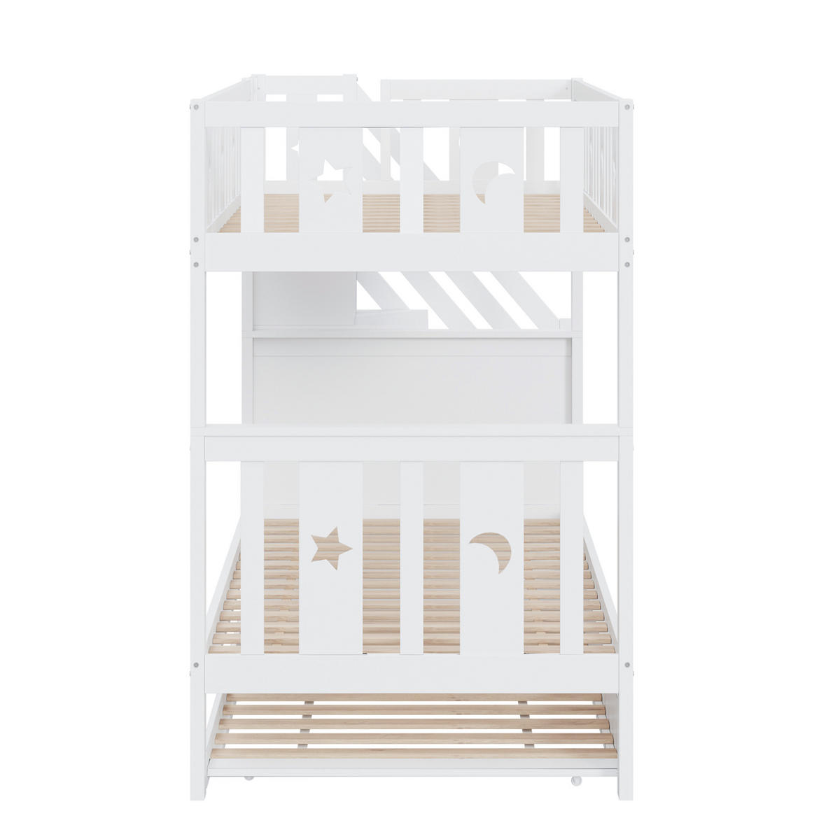 ETAGENBETT 90/200 cm in Weiß mit Ausziehbett und Stauraum - Weiß, Holzwerkstoff (90/200cm) - OKMYHOME