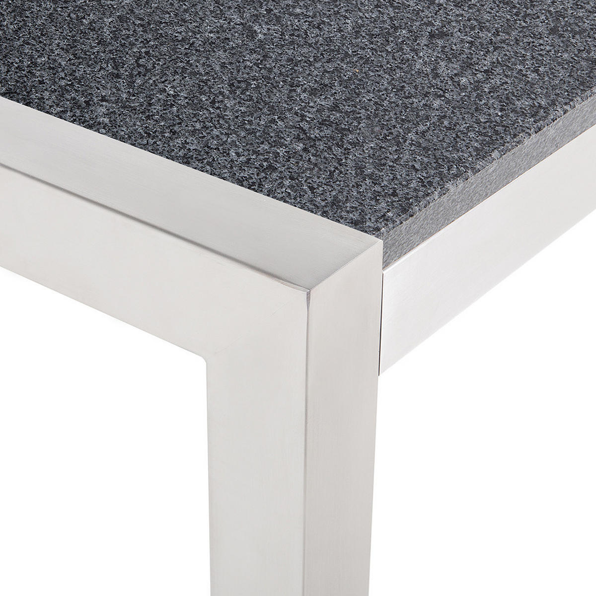 GARTENTISCH Edelstahl/Granit grau poliert 220/100 cm Grosseto - Silberfarben/Grau, Stein (220/100/74cm) - Beliani