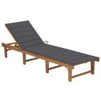 KLAPPBARE Sonnenliege mit Auflage Akazie Massivholz - Anthrazit, Holz (61/86/200cm) - furnicato