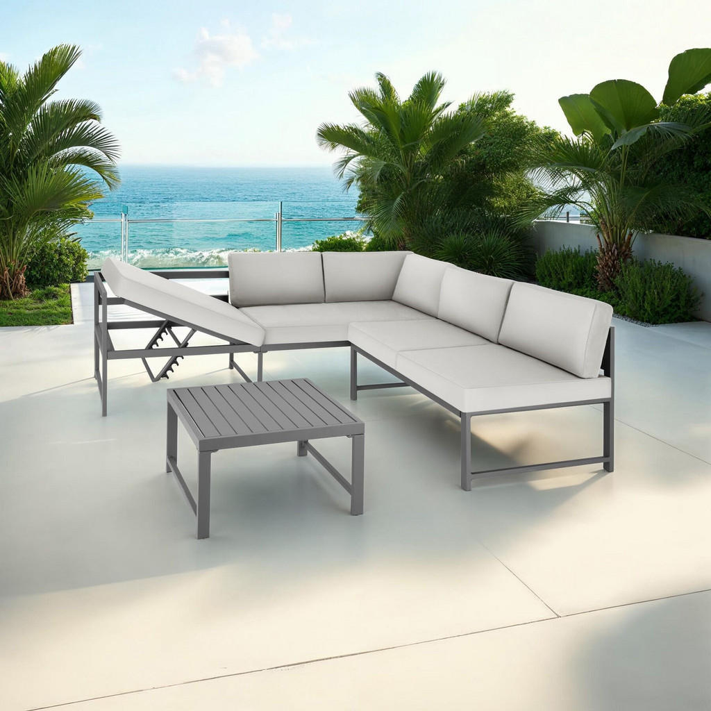 Thumbnail - tectake Sitzgruppe, Grau, Metall, Gartenmöbel, Gartenmöbel-Sets