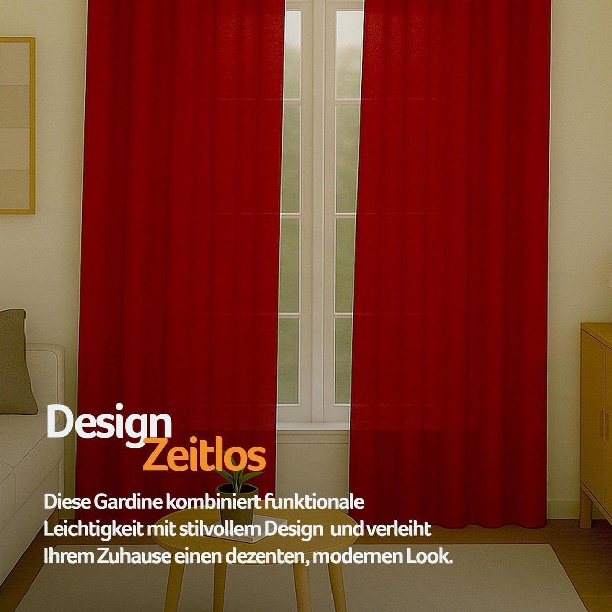 GARDINE Universalband "blickdicht" 2er Pack Rot 140x245 cm - Rot, Textil (140/245cm) - Bestlivings