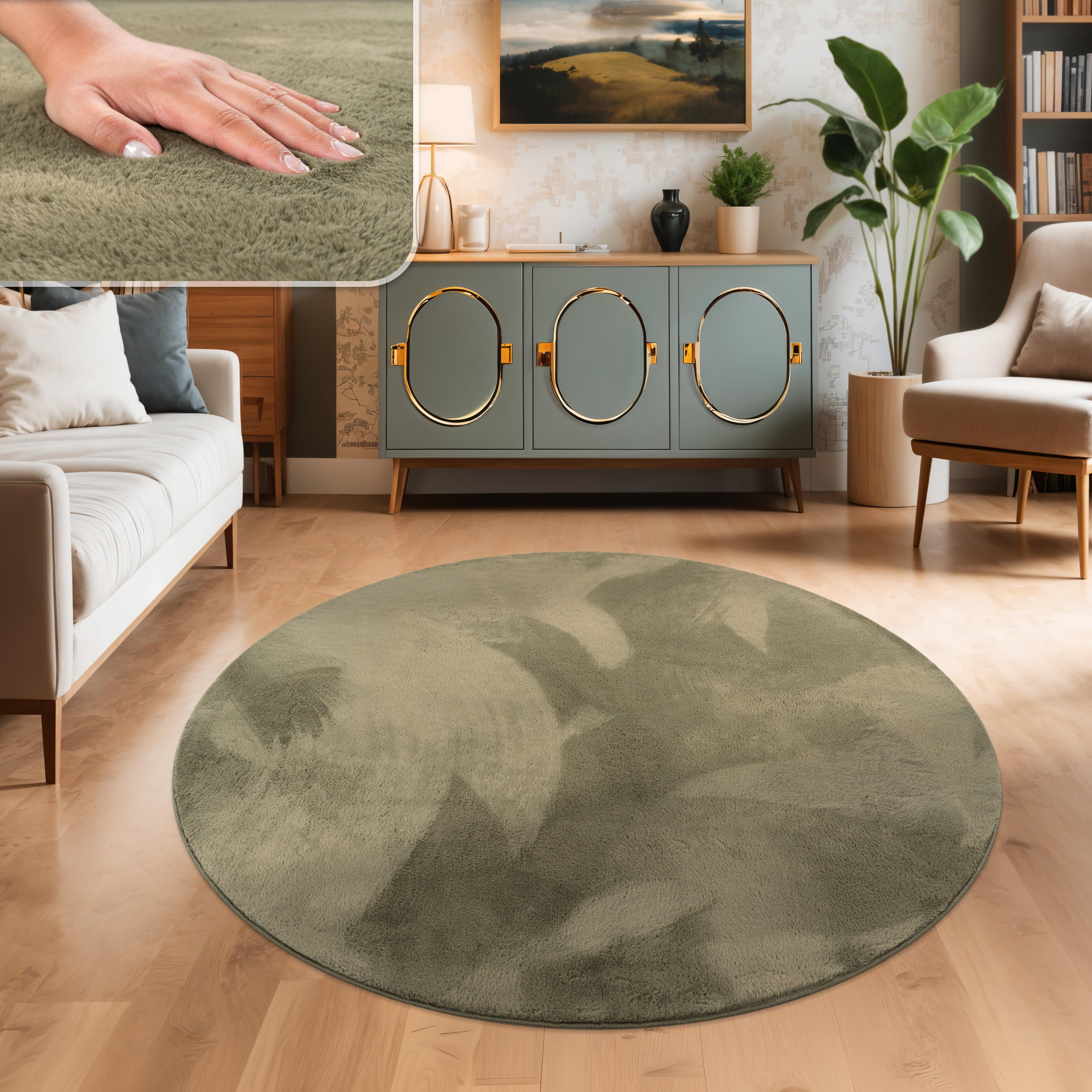HOCHFLORTEPPICH 200/200 cm Soft 380 - Grün, Textil (200/200cm) - Paco Home
