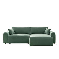 ECKSCHLAFSOFA BELAIR in Grün mit Bettkasten und Bouclé-Bezug - Grün, Holz - Concept Usine