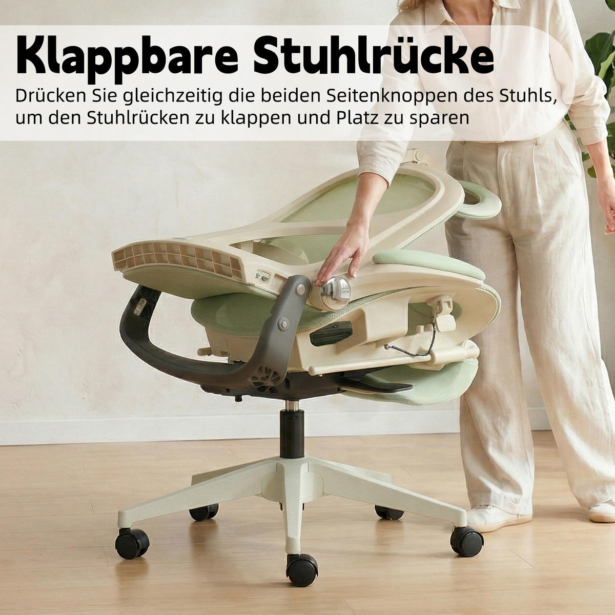 DREHSTUHL DE-40937 mit klappbarer Rückenlehne und 3D-Kopfstütze Grün - Grün, Metall (62/129/48.5cm) - ComfortXL