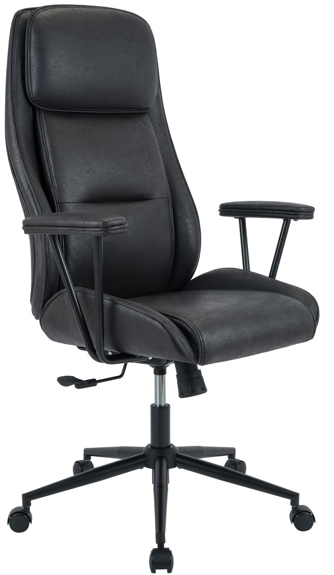 CHEFSESSEL Lederlook Antik Schwarz - Schwarz, Textil/Metall (75/121/65cm) - CLP