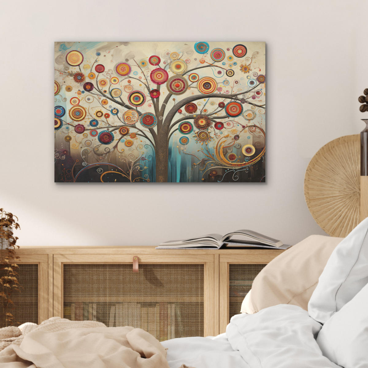 AKUSTIKBILD Baum - Baum des Lebens - Farbe Wanddeko 70x50 cm - Braun, Kunststoff (70/50/0.9cm) - MuchoWow