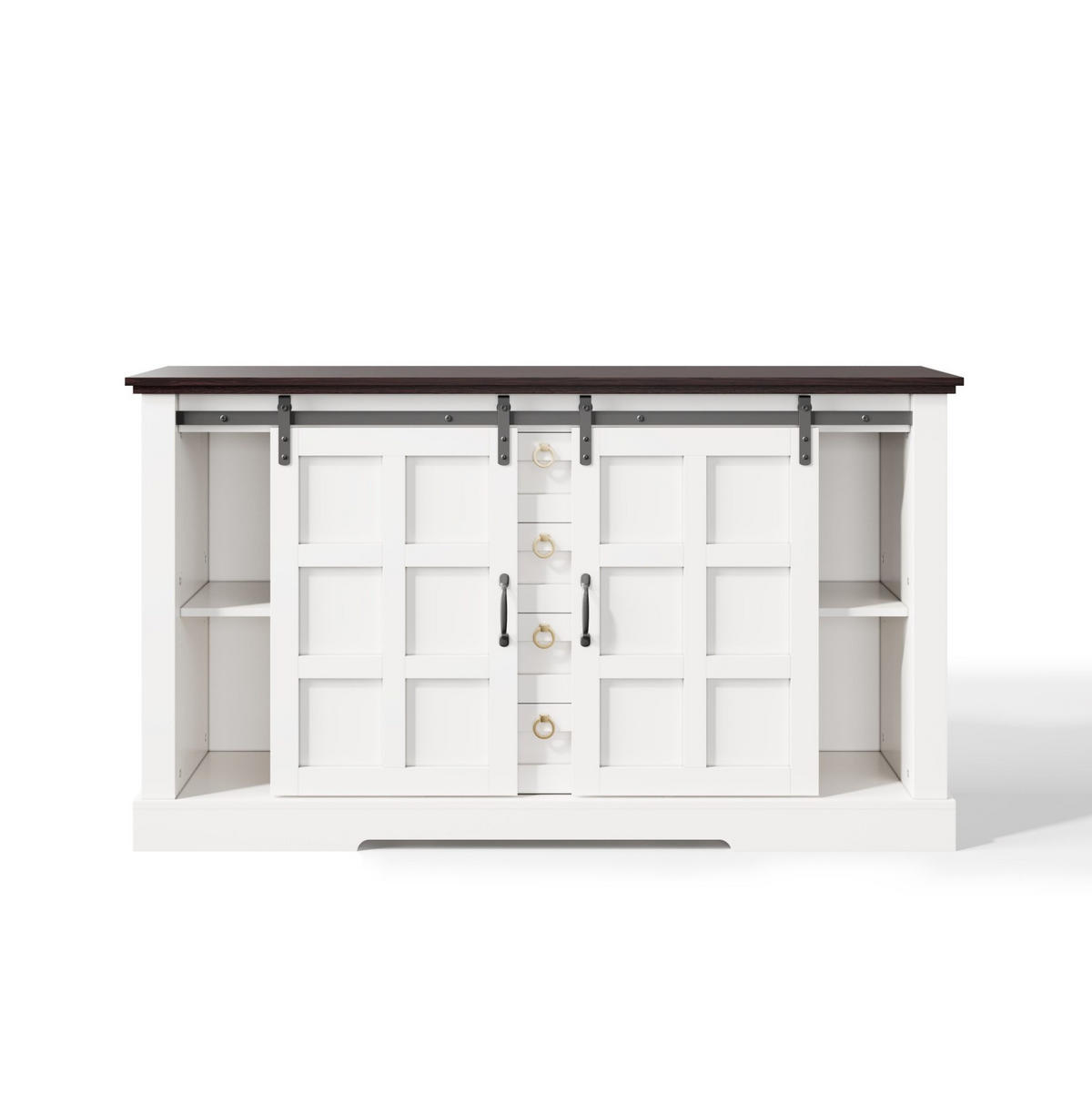 SIDEBOARD 150/40/85 cm Weiß aus MDF mit Schiebetüren - Weiß, Holzwerkstoff (150/85/40cm) - OKWISH