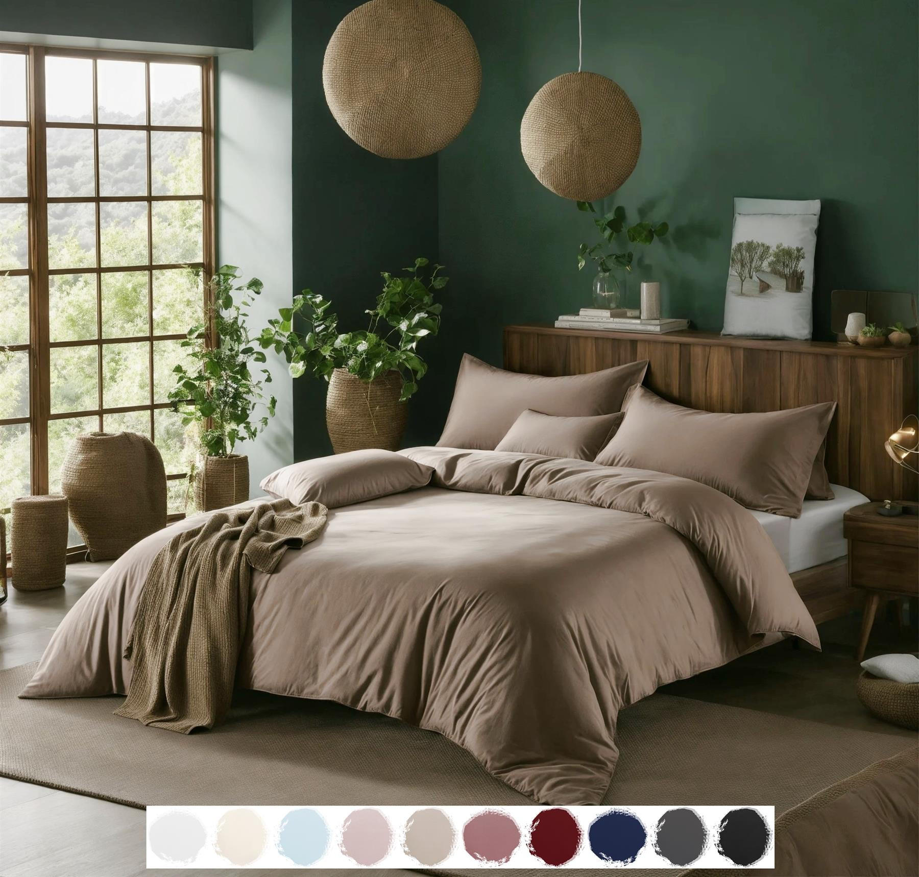 BETTWÄSCHE 155x220 Interlock Jersey Bettbezug einfarbig Baumwolle Kiesel Grau Uni - Made in Germany - Graubraun, Textil (155/220cm) - Carpe Sonno