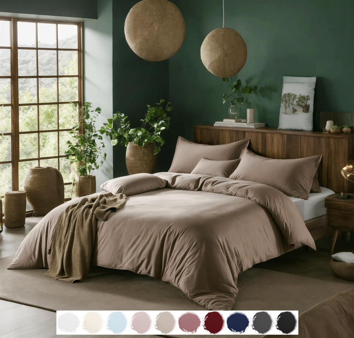 BETTWÄSCHE 155x220 Interlock Jersey Bettbezug einfarbig Baumwolle Kiesel Grau Uni - Made in Germany - Graubraun, Textil (155/220cm) - Carpe Sonno