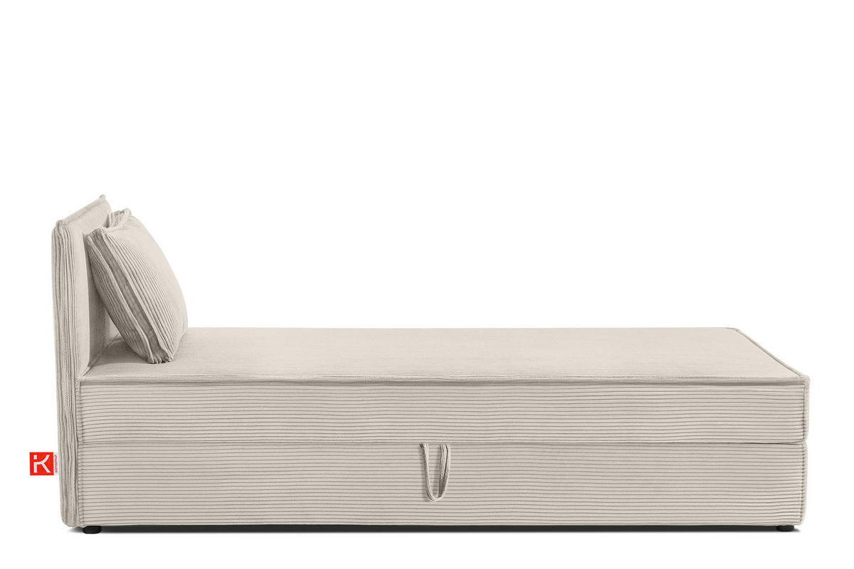 BOXSPRINGBETT ROTI Einzelbett, cremefarben - Creme/Schwarz, Holz/Holzwerkstoff (80/200cm) - KONSIMO®