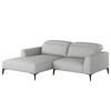 1,5-SITZER ECKSOFA mit Longchair - Hellgrau/Schwarz, Textil/Metall (232/180cm) - home24