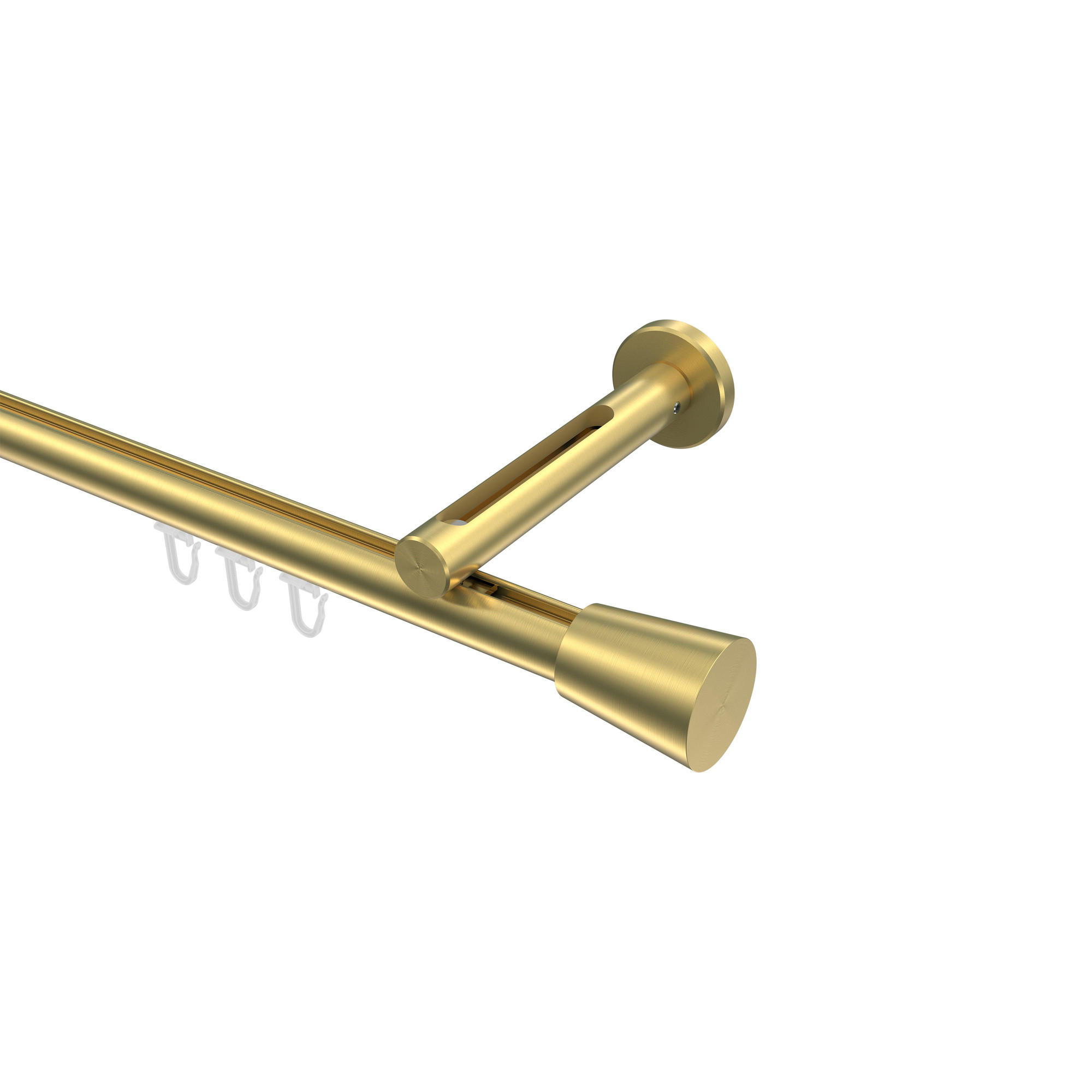 GARDINENSTANGE INNENLAUF Siteno Sitra 400 cm (geteilt in 2 x 200 cm), 1-läufig, 20 mm Ø Messing-Optik - Messingfarben, Metall (400cm) - INTERDECO