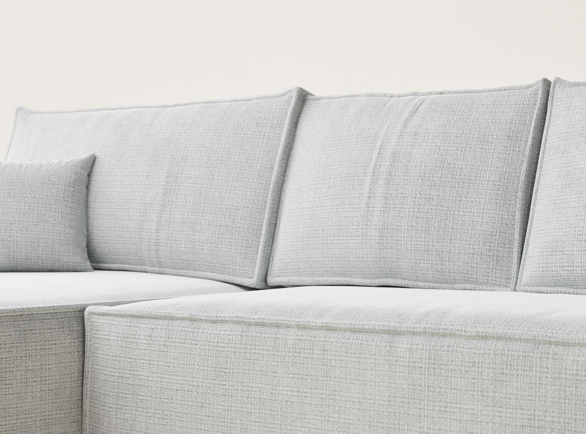 ECKSOFA Maze Grau Chenille-Stoff - Links Seite - Schwarz/Grau, Holz/Holzwerkstoff (185/294cm) - Maison de Reve