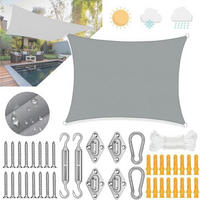 SONNENSEGEL Rechteckig 2 x 3 m Wasserdicht mit Befestigungsset Grau - Grau, Textil (10/10cm)