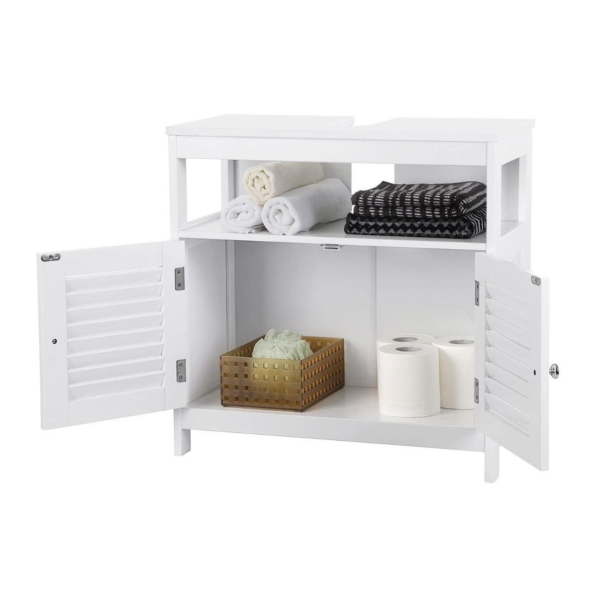 WASCHTISCHUNTERSCHRANK weiß 2 Türen 1 Nische L60cm - Weiß, Holzwerkstoff (30/60/60cm) - Calicosy