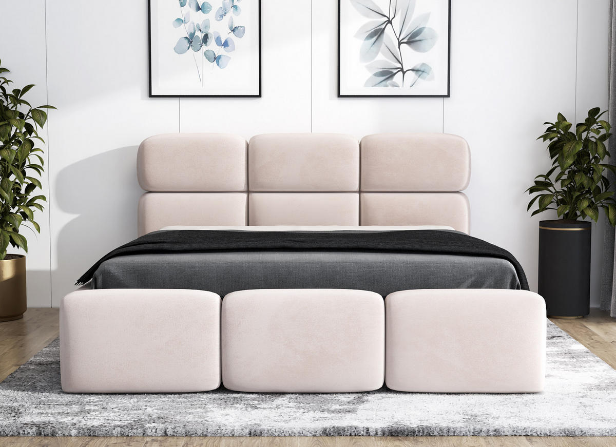 POLSTERBETT MAROKO 180x200 Beige - Beige, Textil (180/200cm) - A&J MöbelLand