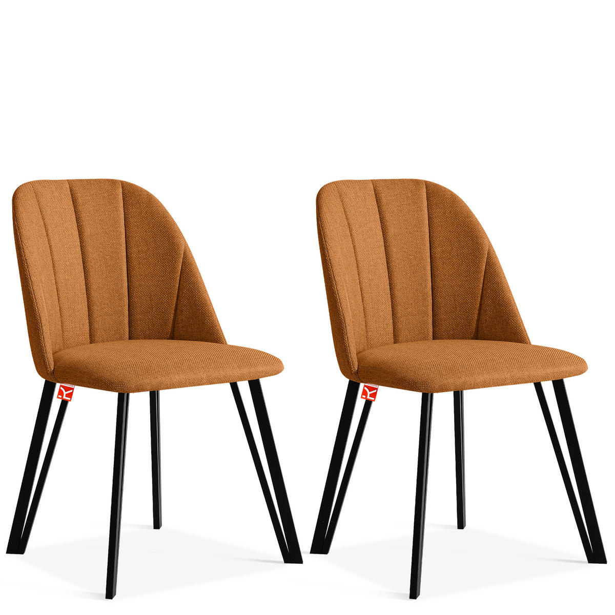 POLSTERSTUHL SPENO Esszimmerstühle 2er Set - Rot/Schwarz, Holz/Textil (52/85/58cm) - KONSIMO®