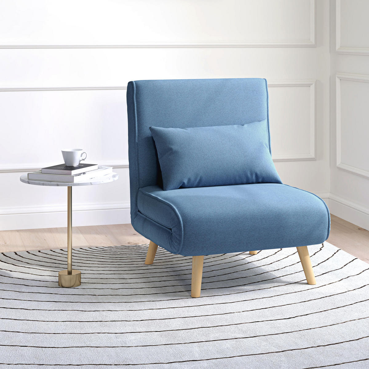 SCHLAFSESSEL 3-in-1 DE-14575 mit 5-fach verstellbarer Rückenlehne Blau - Blau, Textil (72/85/75cm) - ComfortXL