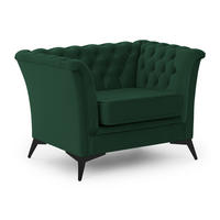 CHESTERFIELD-SESSEL Whitby Flaschengrün Samt mit schwarzen Füßen - Dunkelgrün/Schwarz, Holz/Textil (116/78/82cm) - S-Style Möbel