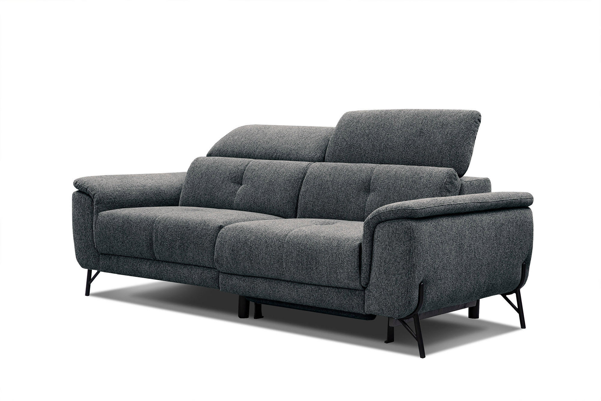SOFA AVENA 3-Sitzer mit 1 Relaxfunktion, dunkelgrau - Dunkelgrau, Holzwerkstoff/Textil (204/80/108cm) - Courtois Laville