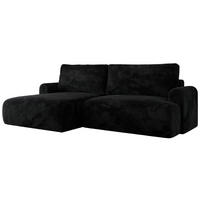 ECKSCHLAFSOFA TONO L Schwarz Plüsch - links - Schwarz, Kunststoff/Textil (260/150cm) - MKS
