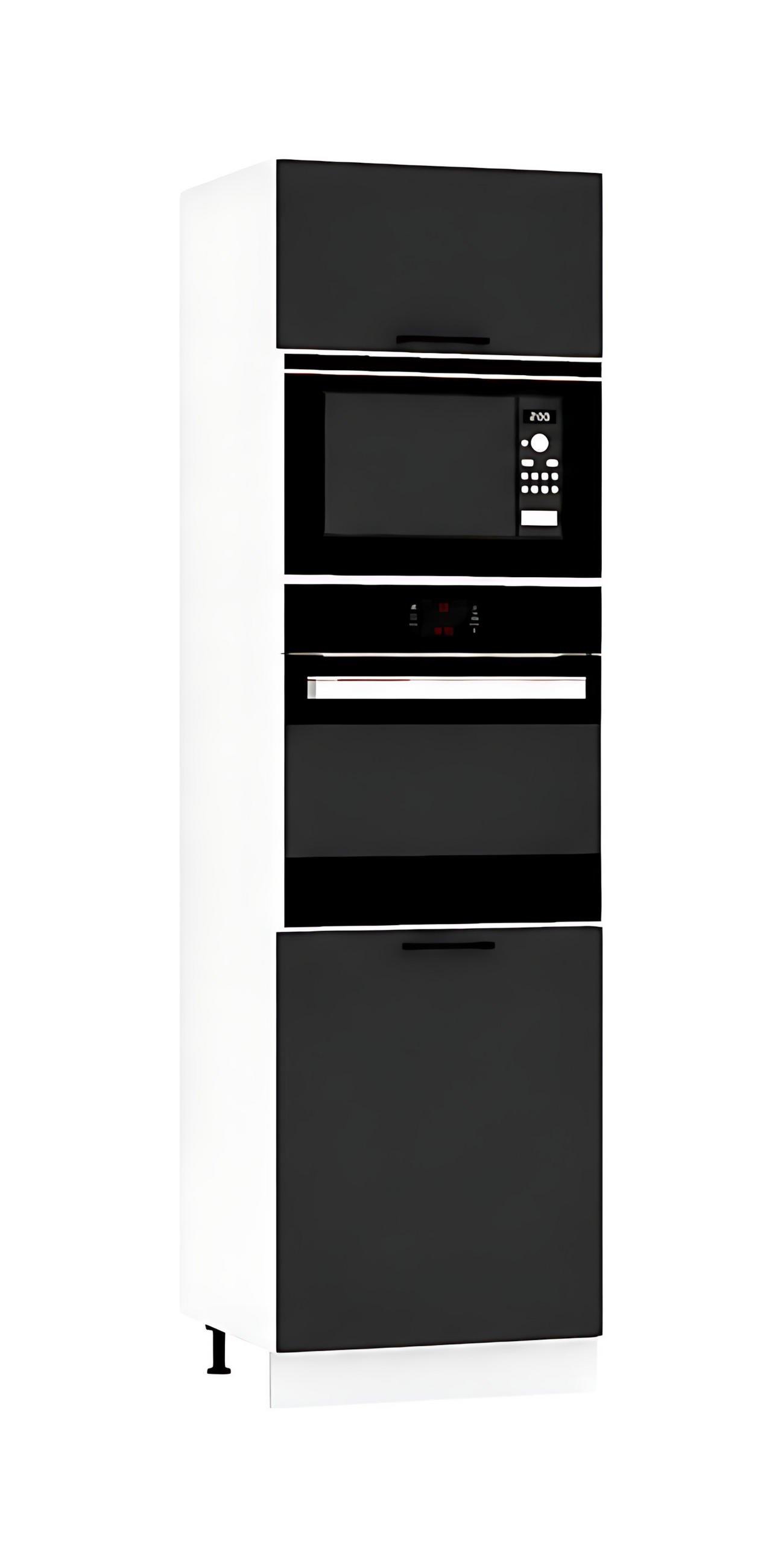 MIKROWELLENUMBAUSCHRANK D60PK MVP/L - Morvex - Stilvolles Küchenelement - Schwarz, Holz/Metall (60/213.3/56cm) - ROYAL24_MARKT
