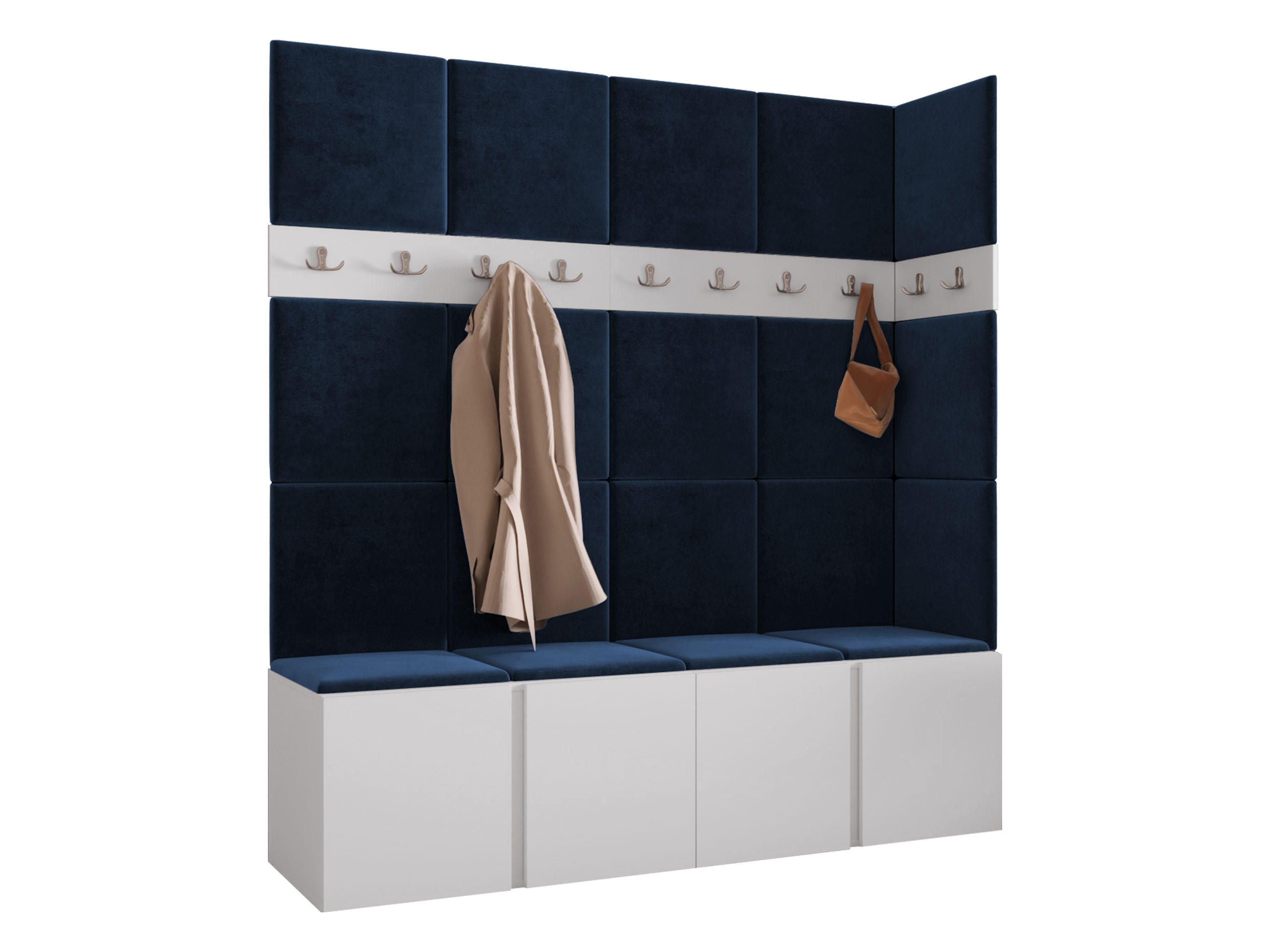 MOBILIER PENTRU HOL Orion II - albastru/alb, material plastic/compozit lemnos (168/186/46cm) - MIRJAN24
