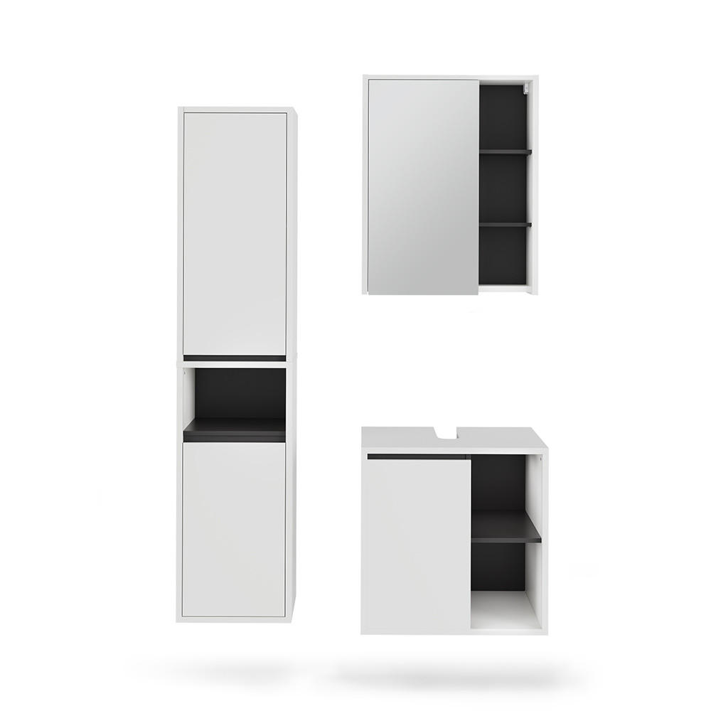 SADA KOUPELNOVÉHO NÁBYTKU Viola Bílá/šedá - bílá/šedá, kompozitní dřevo (60/60/45.5cm) - Vicco