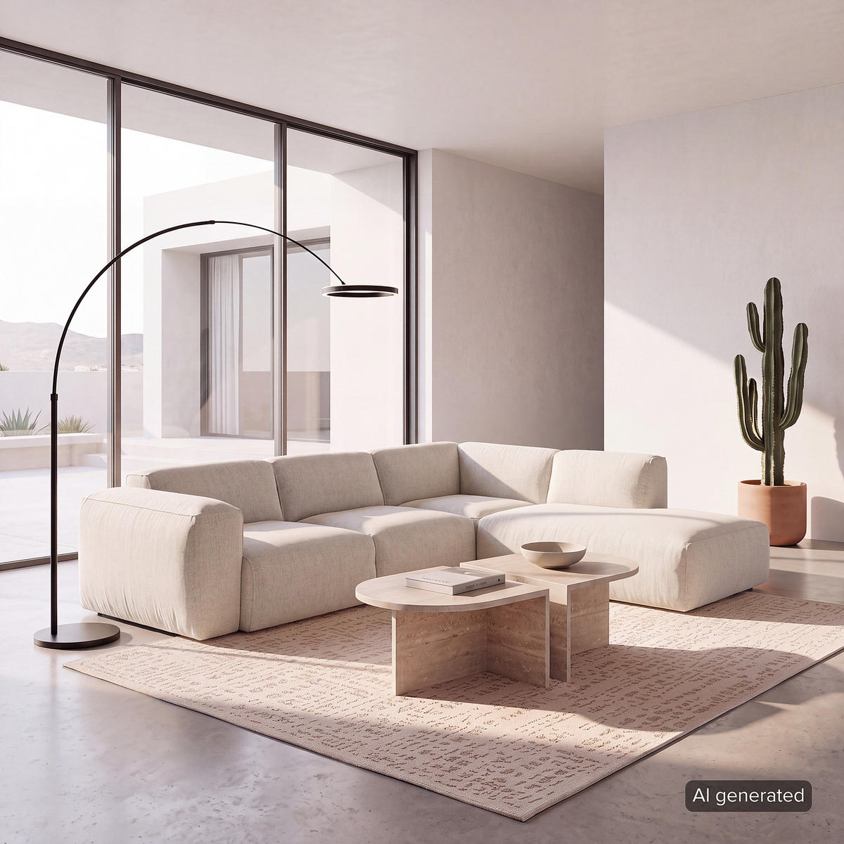 3-SITZER ECKSOFA mit Recamiere - Beige/Schwarz, Kunststoff/Textil (295/231cm) - home24