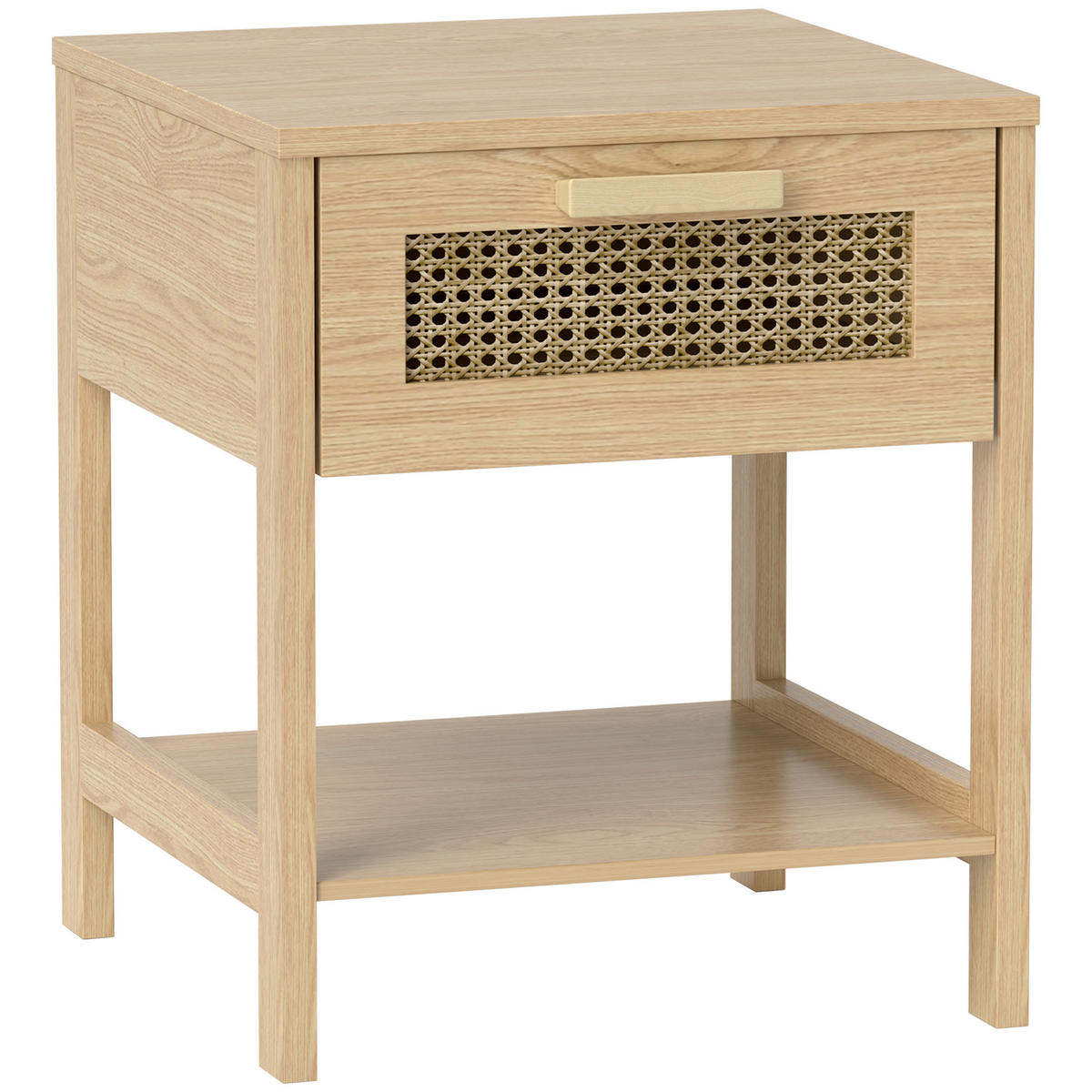 NACHTTISCH mit Schublade, Natur 40 x 40 x 48,4 cm - Naturfarben, Holz (40/48.4/40cm) - HOMCOM
