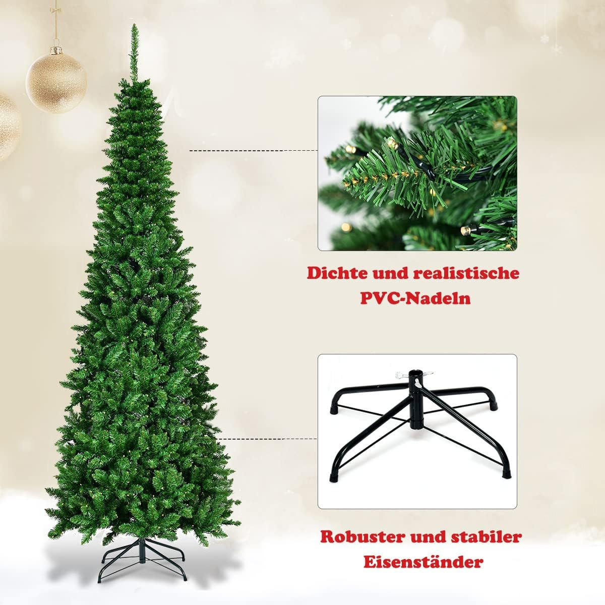 WEIHNACHTSBAUM Grün - Grün, Kunststoff (225cm) - COSTWAY