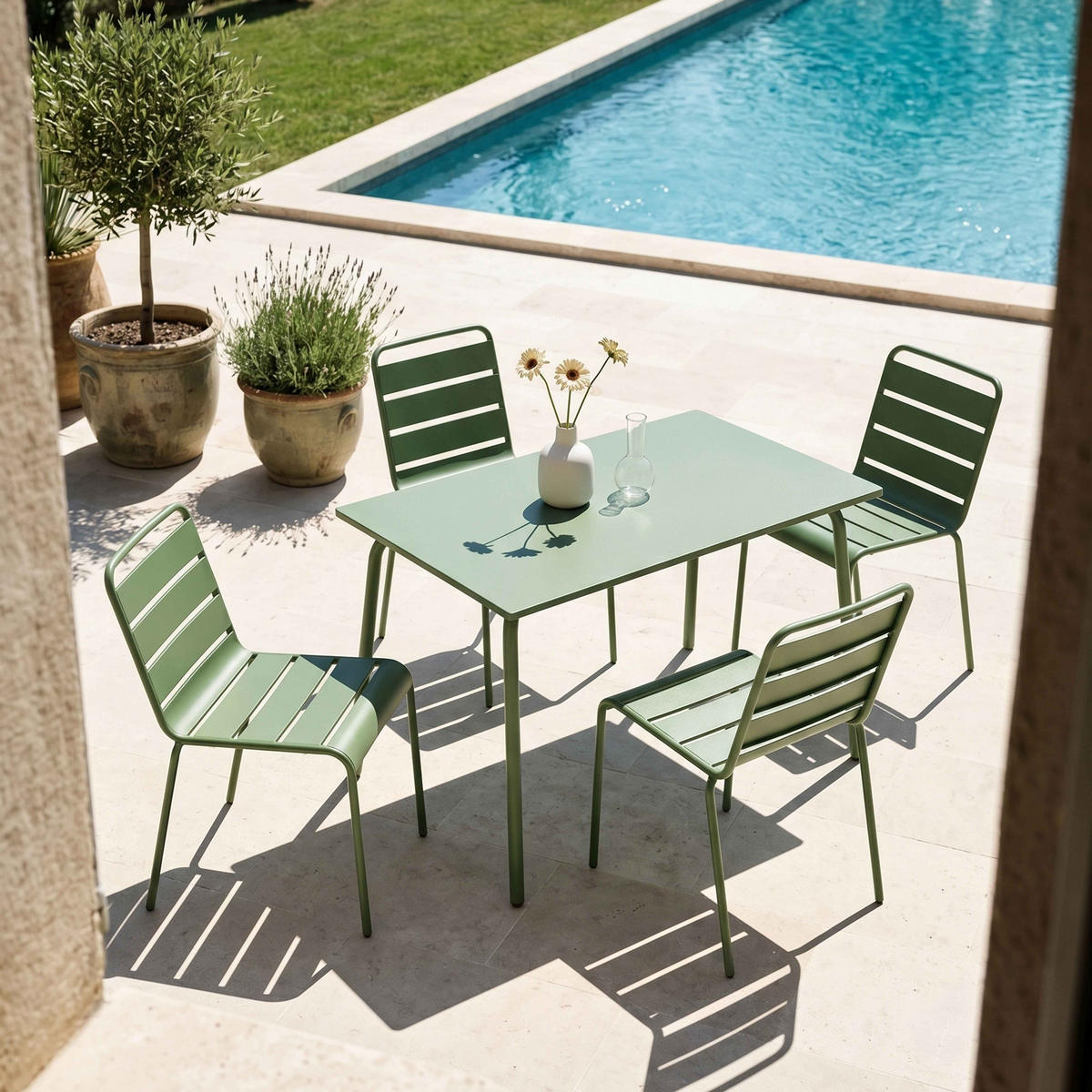 GARTENSET 5-tlg., Kaktusgrünen - Grün, Metall - Oviala