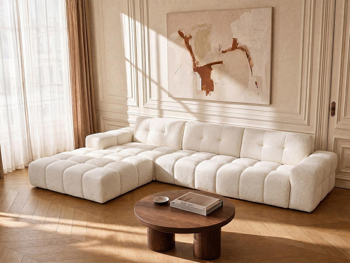 SOFA - 5 Personen - stoff - weiß Sopelana - Weiß, Textil (278/78/190cm) - Vente-Unique