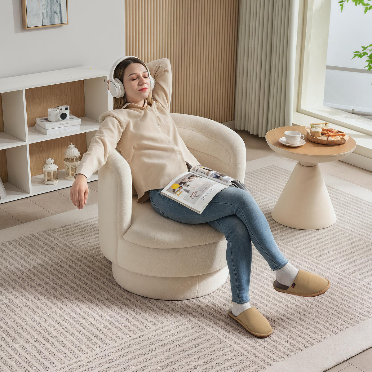 SESSEL, drehbar, Creme - Creme, Kunststoff (74/74/74cm) - HOMCOM