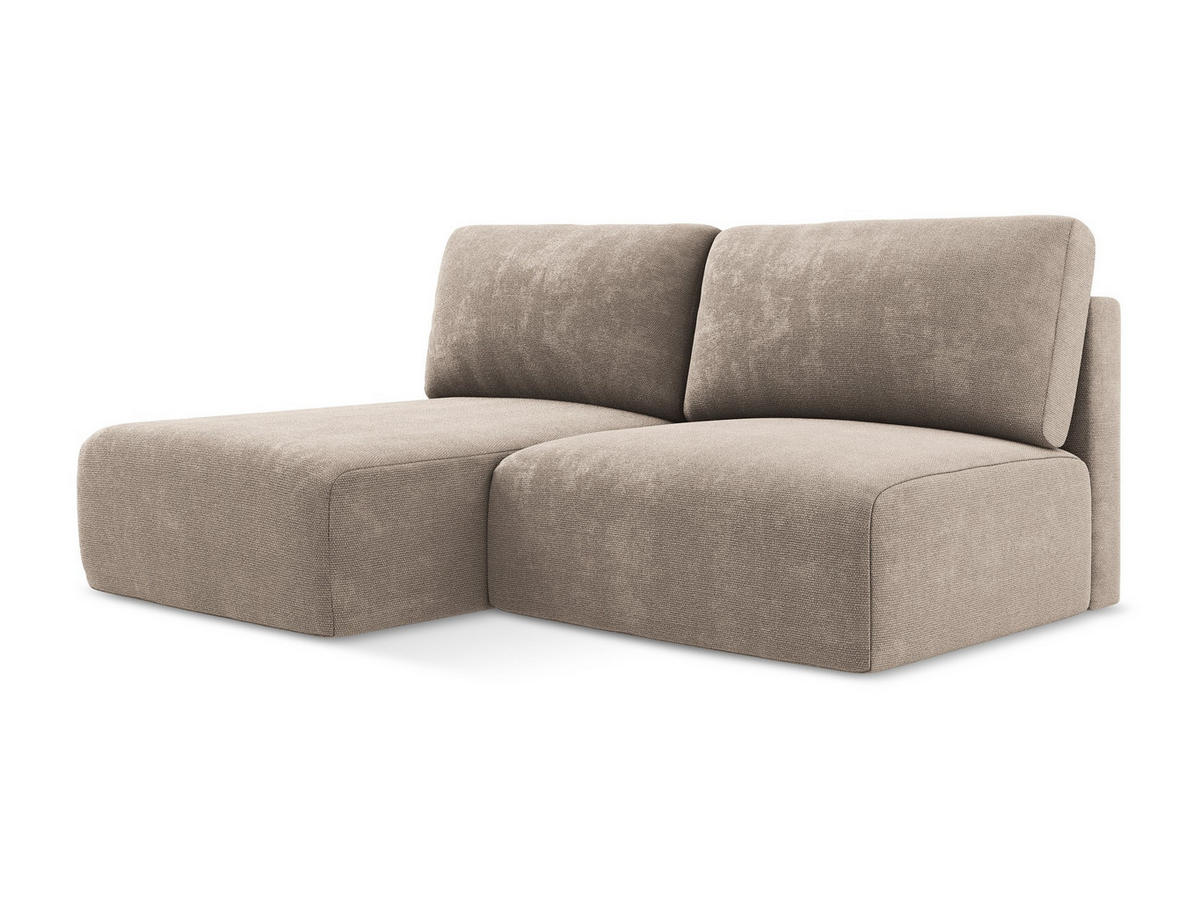 ECKSOFA mit Schlaffunktion links Chenille Stoff Beige - Beige/Schwarz, Kunststoff/Textil (149/210cm) - Makamii