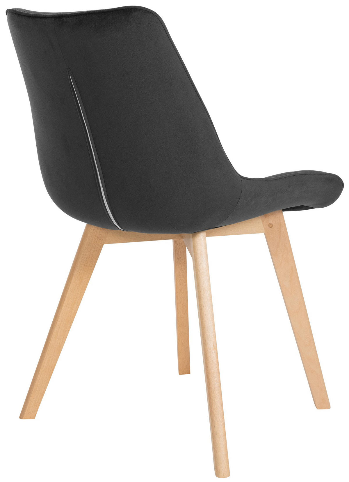 STUHL 2er Set Samt schwarz - Eukalyptusholzfarben/Schwarz, Holz/Textil (54/84/63cm) - CLP