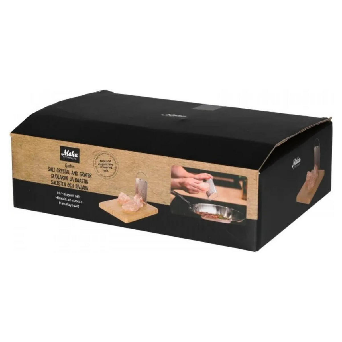 SALZSTEIN Set 3-tlg mit Reibe und Schneidebrett aus Eichenholz - Silberfarben/Naturfarben, Holz/Stein (15/12/20cm) - JUNG