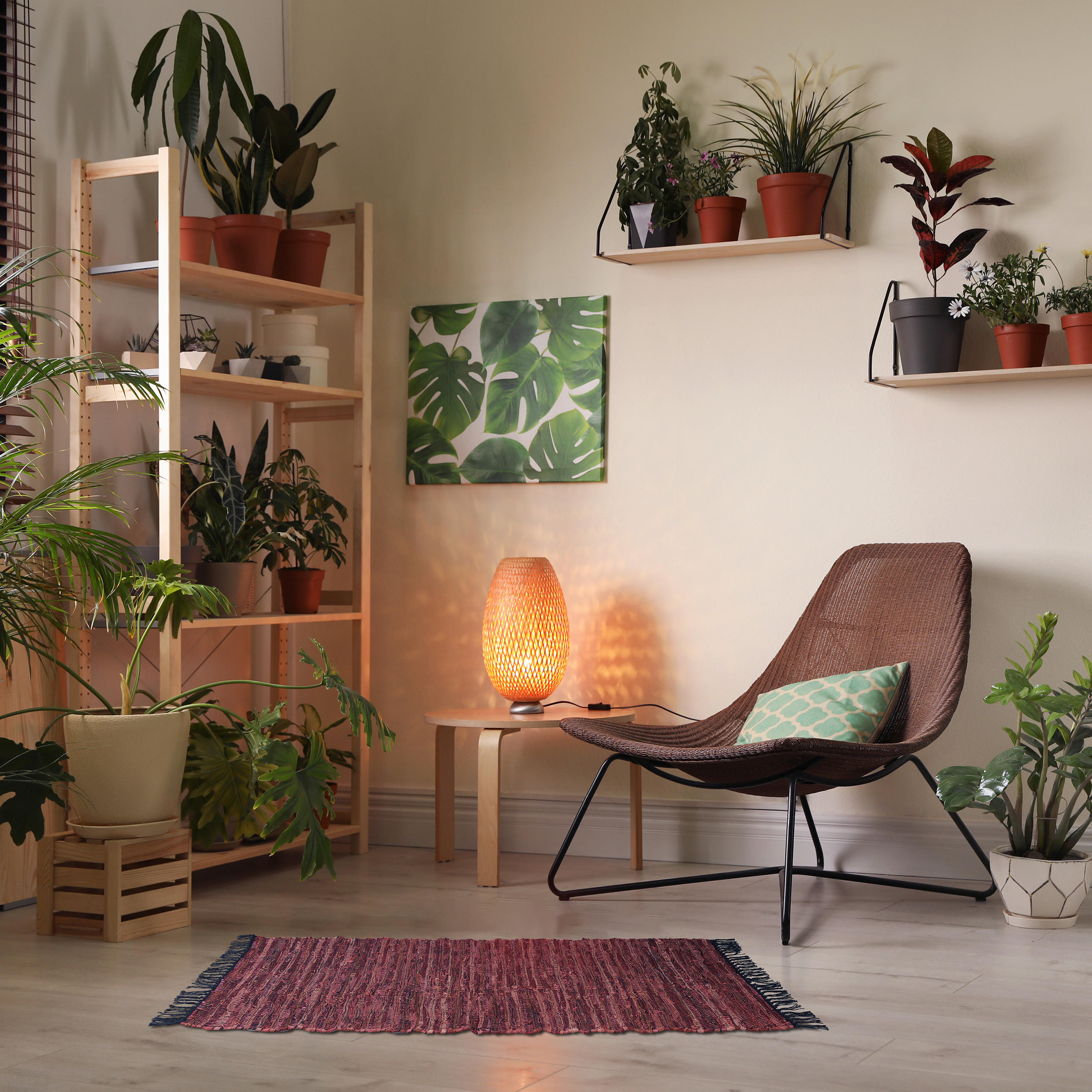 FLICKENTEPPICH - Rot, Leder/Textil (140/70cm) - Relaxdays